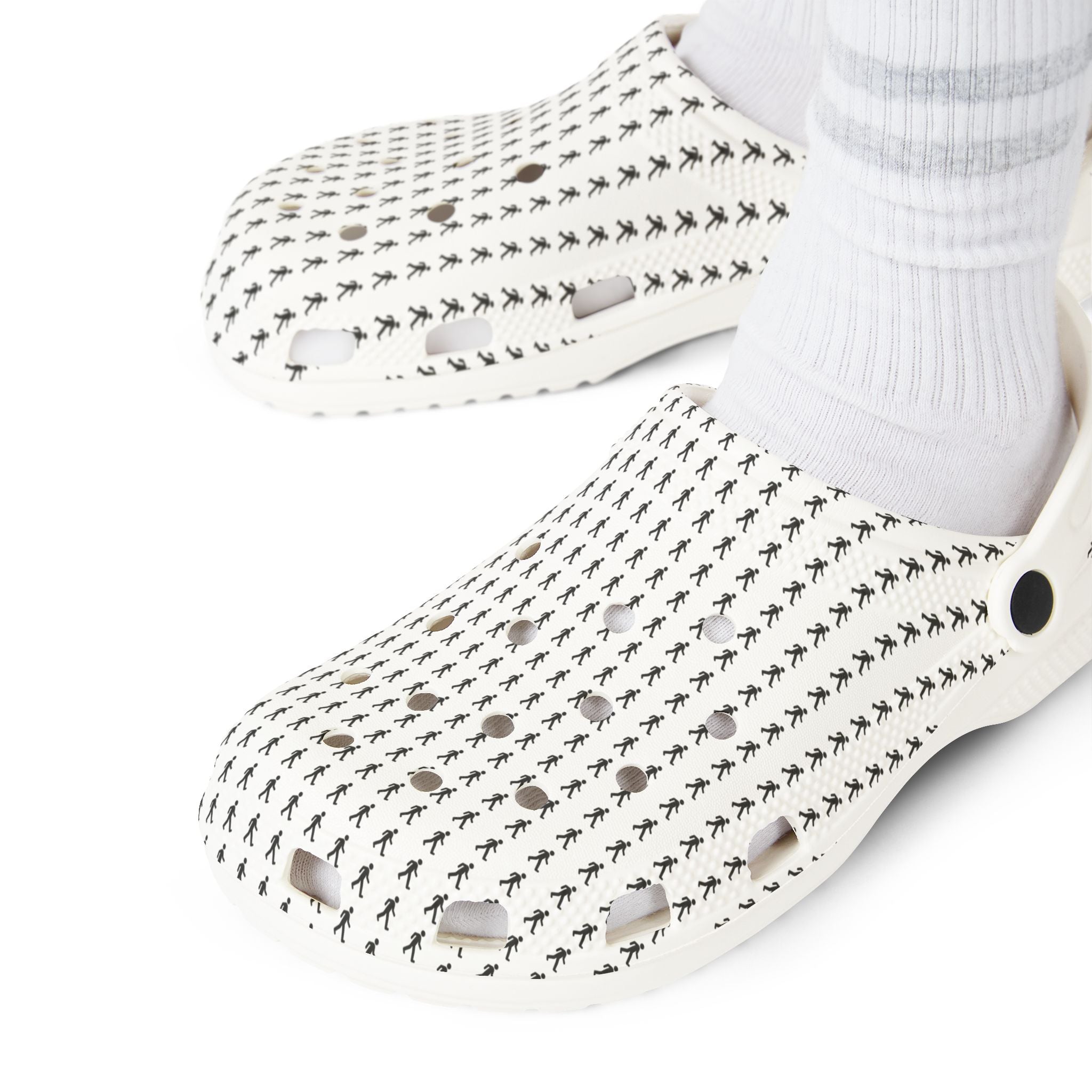 Black Arrow Pattern Clogs Shoes | EVA Foam Rubber Slip-On | Breathable Hole Design